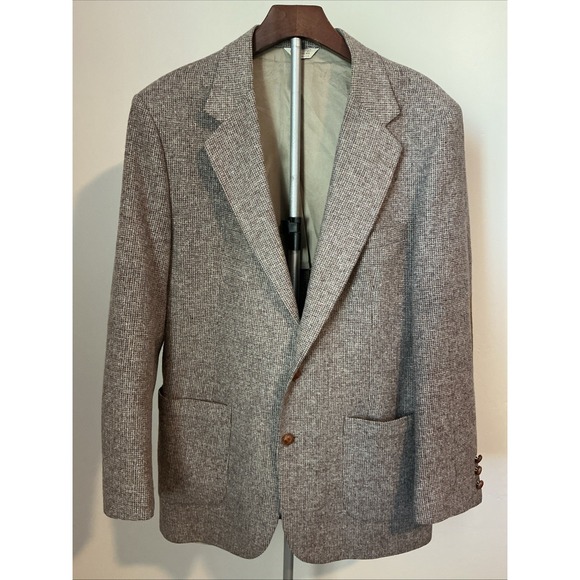 Vintage Tweed Sport Coat Men's 43L‎ Brown Plaid Blazer Jacket by Goldwaters USA